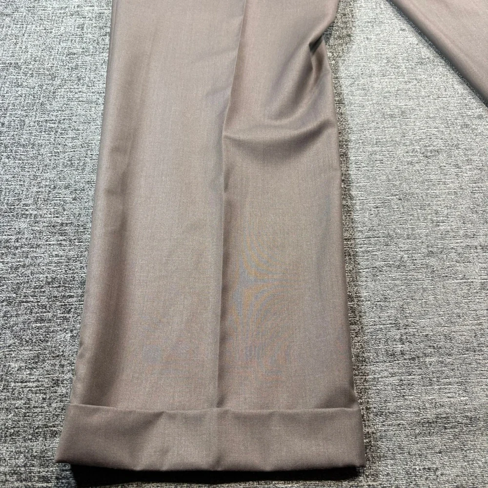 Lauren Ralph Lauren Dress Pants Mens 38 Brown Pleated Cuffed Trousers 1207